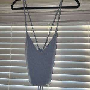 Blue cami top garage